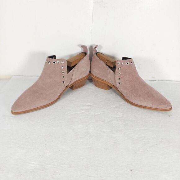 Rebecca Minkoff Women's Annette US 7M Pink Suede Studded Cut Out Bootie Boots - Picture 6 of 12